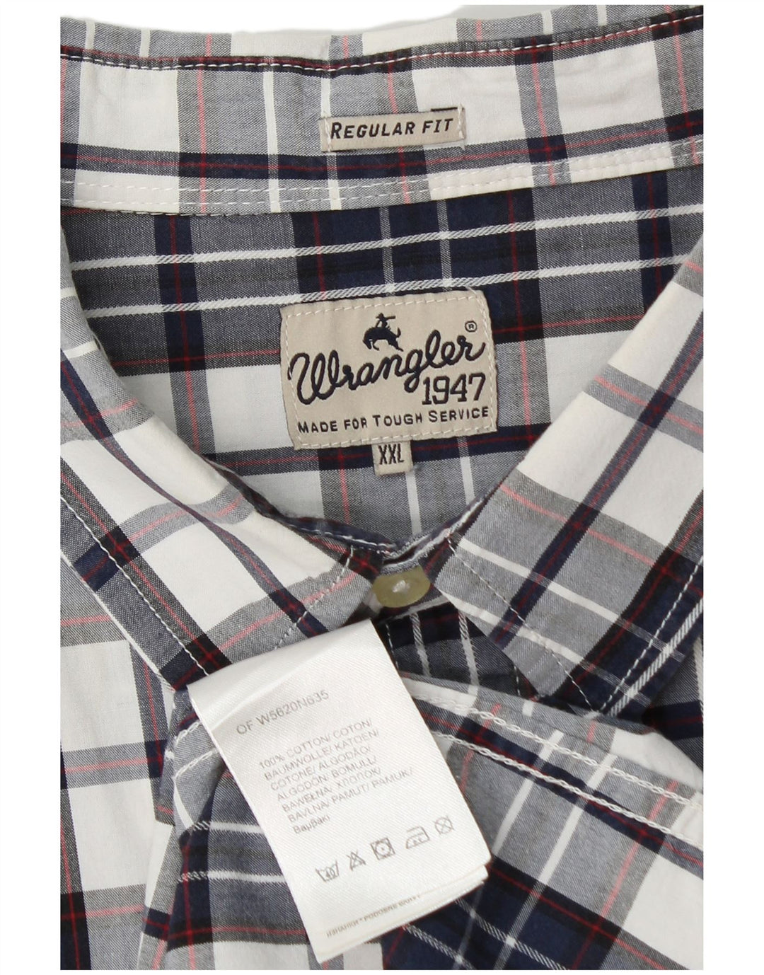 Ανδρικό πουκάμισο Wrangler κανονική εφαρμογή 2XL Navy Blue Check Cotton