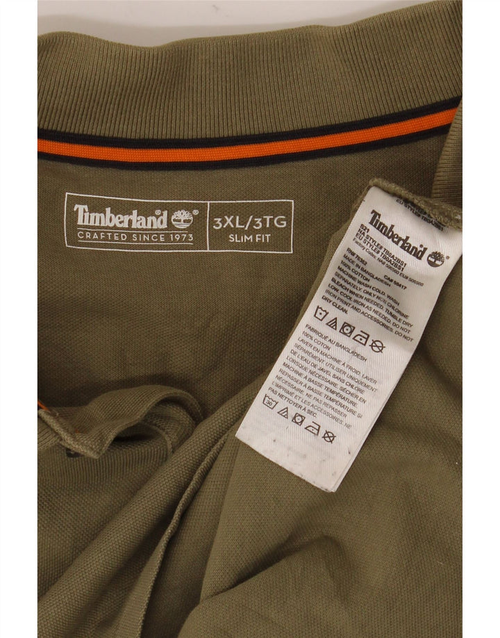 TIMBERLAND Ανδρικό πουκάμισο Polo Slim Fit 3XL Χακί βαμβακερό