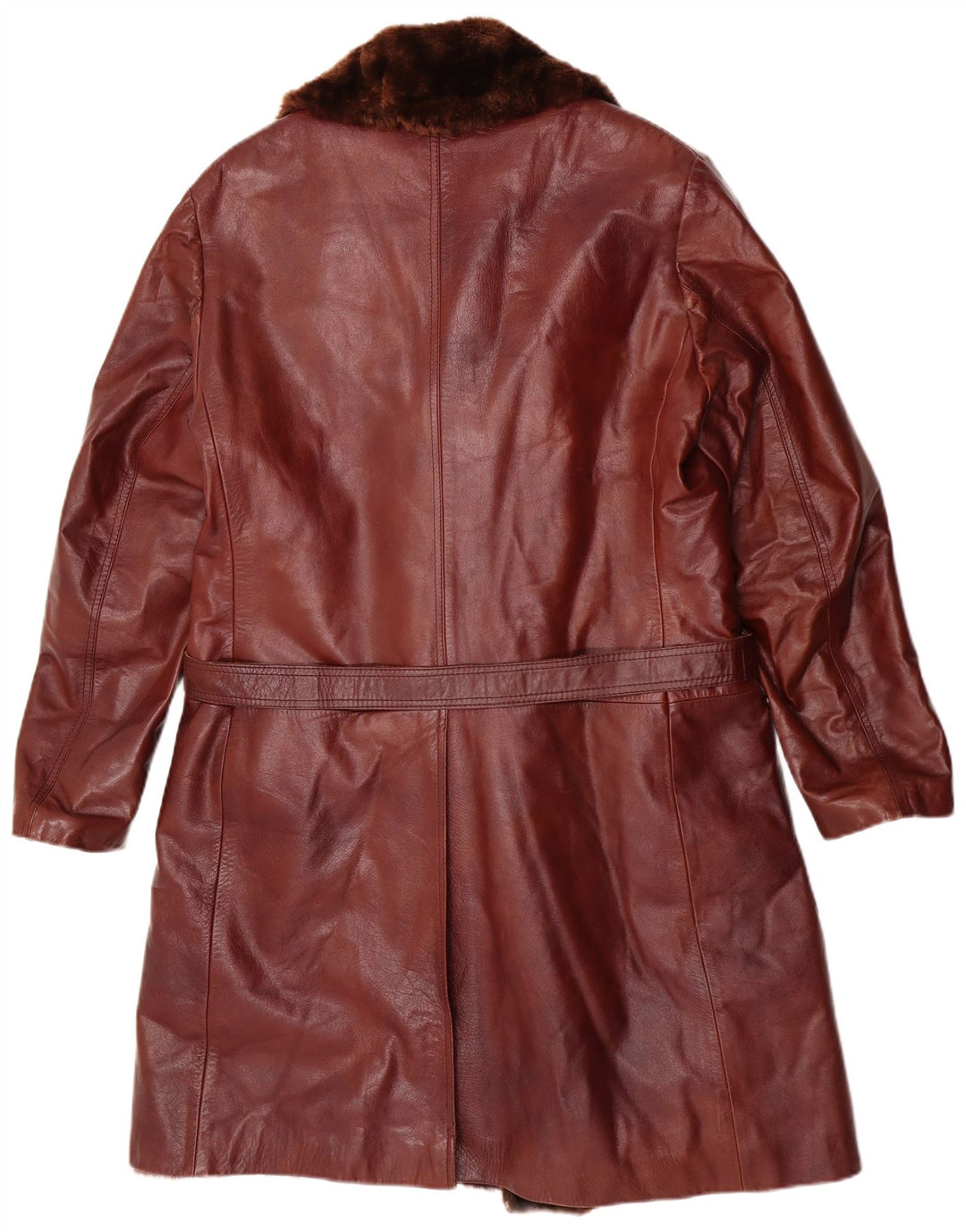 Vintage Ανδρικό Shearling Leather Coat UK 38 Medium Brown Leather