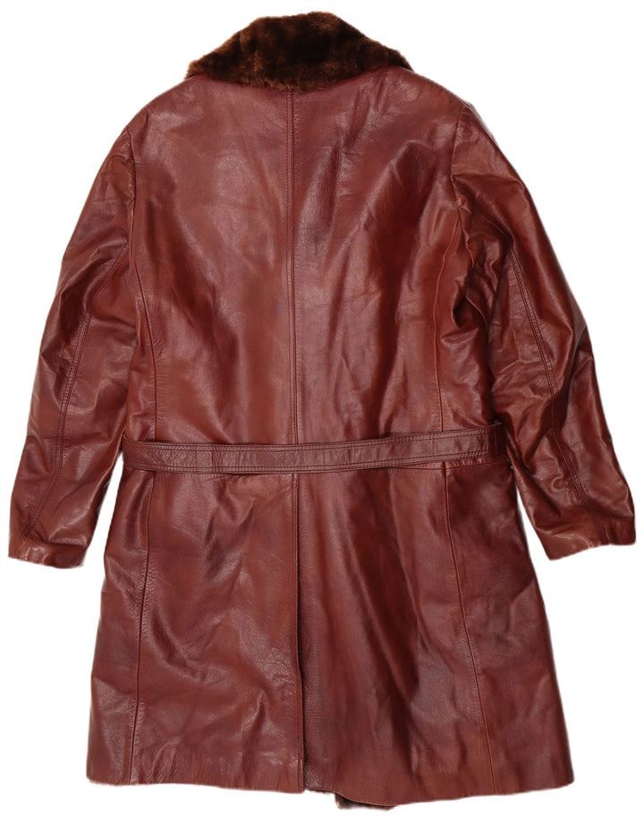 Vintage Ανδρικό Shearling Leather Coat UK 38 Medium Brown Leather