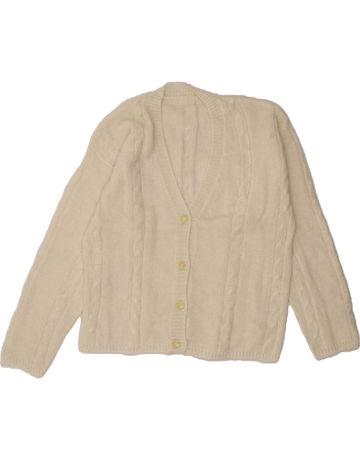 VINTAGE Womens Cardigan Sweater UK 16 Large Off White Vintage Vintage and Second-Hand Vintage from Messina Hembry 