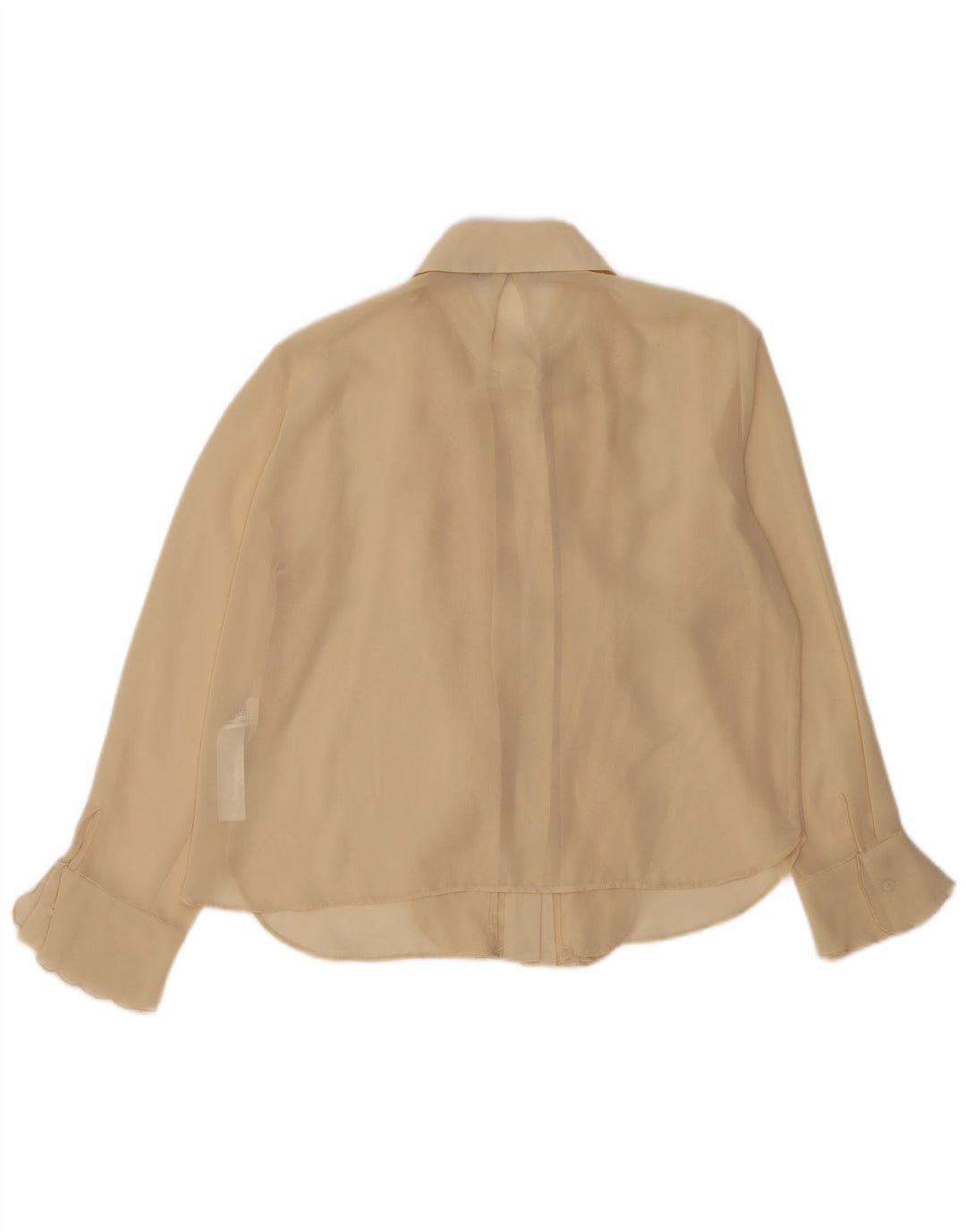 ZARA Γυναικείο πουκάμισο με βολάν μπλούζα UK 14 Large Beige Polyester