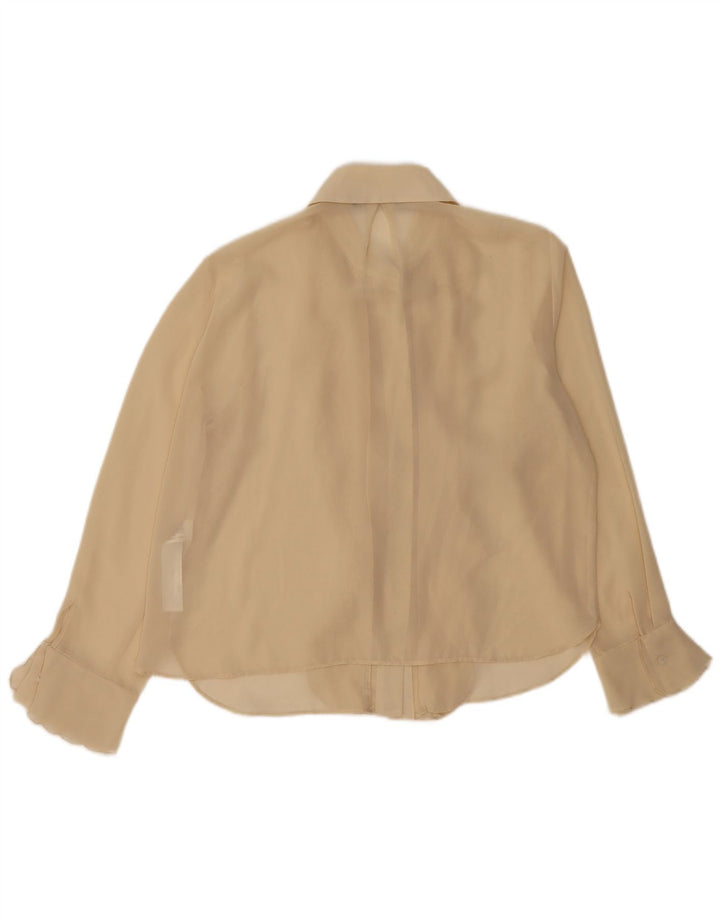 ZARA Γυναικείο πουκάμισο με βολάν μπλούζα UK 14 Large Beige Polyester