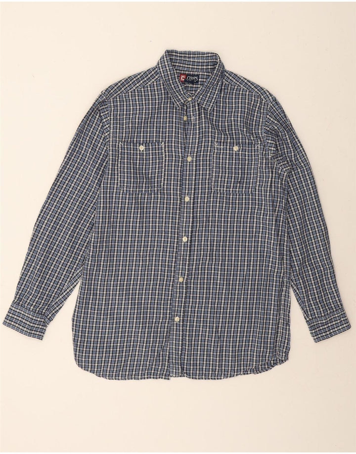CHAPS Boys Flannel Shirt 15-16 Years XL  Blue Check Cotton Vintage Chaps and Second-Hand Chaps from Messina Hembry 