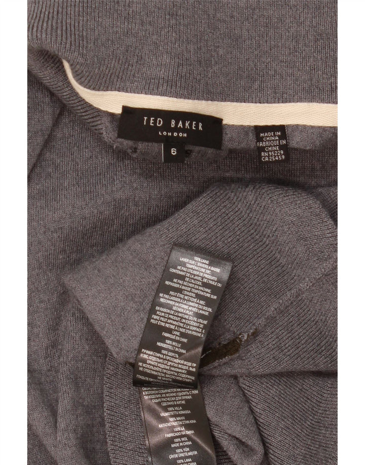 TED BAKER Ανδρικό πουλόβερ με λαιμόκοψη με φερμουάρ, μέγεθος 6 2XL γκρι μαλλί