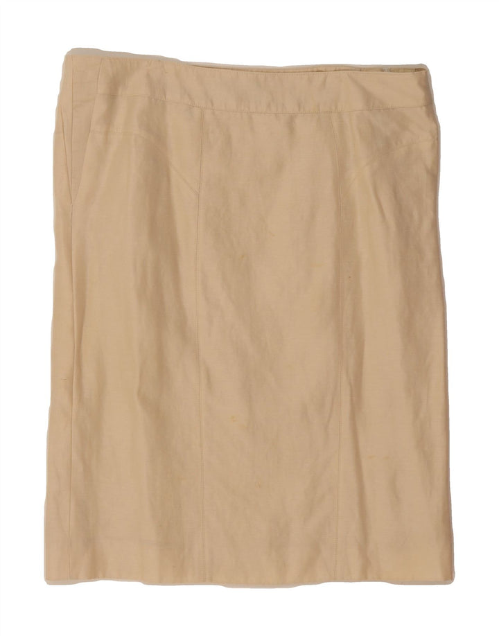 JAEGER Womens Straight Skirt UK 14 Large W38  Beige Wool Vintage Jaeger and Second-Hand Jaeger from Messina Hembry 