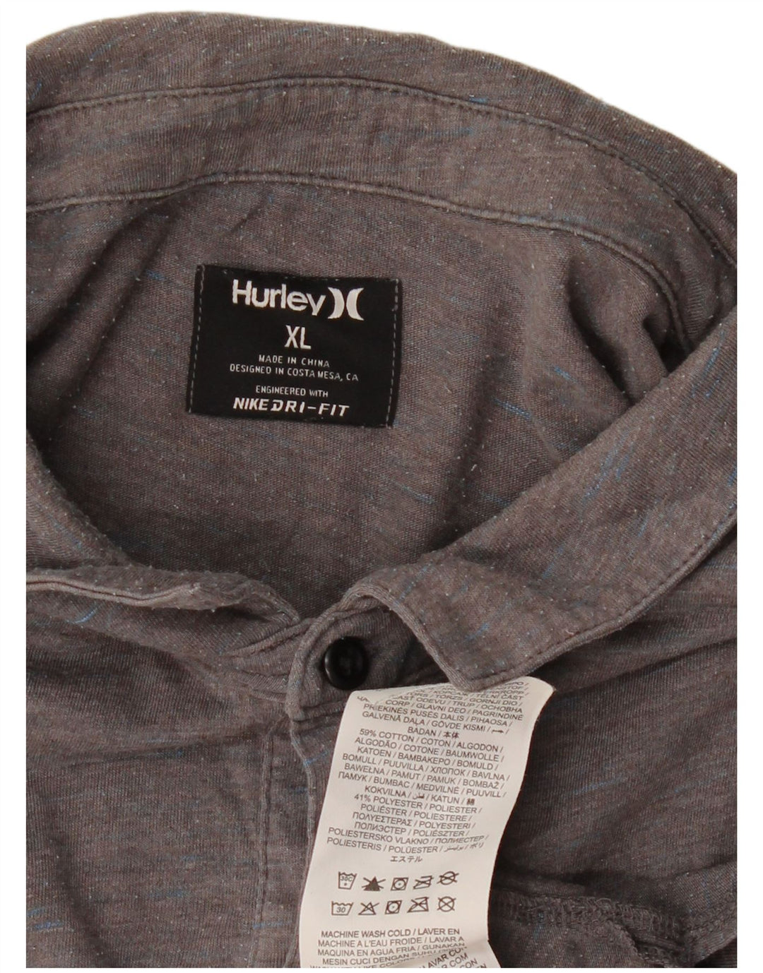 Ανδρικό μπλουζάκι HURLEY Dri Fit Polo XL Γκρι βαμβακερό