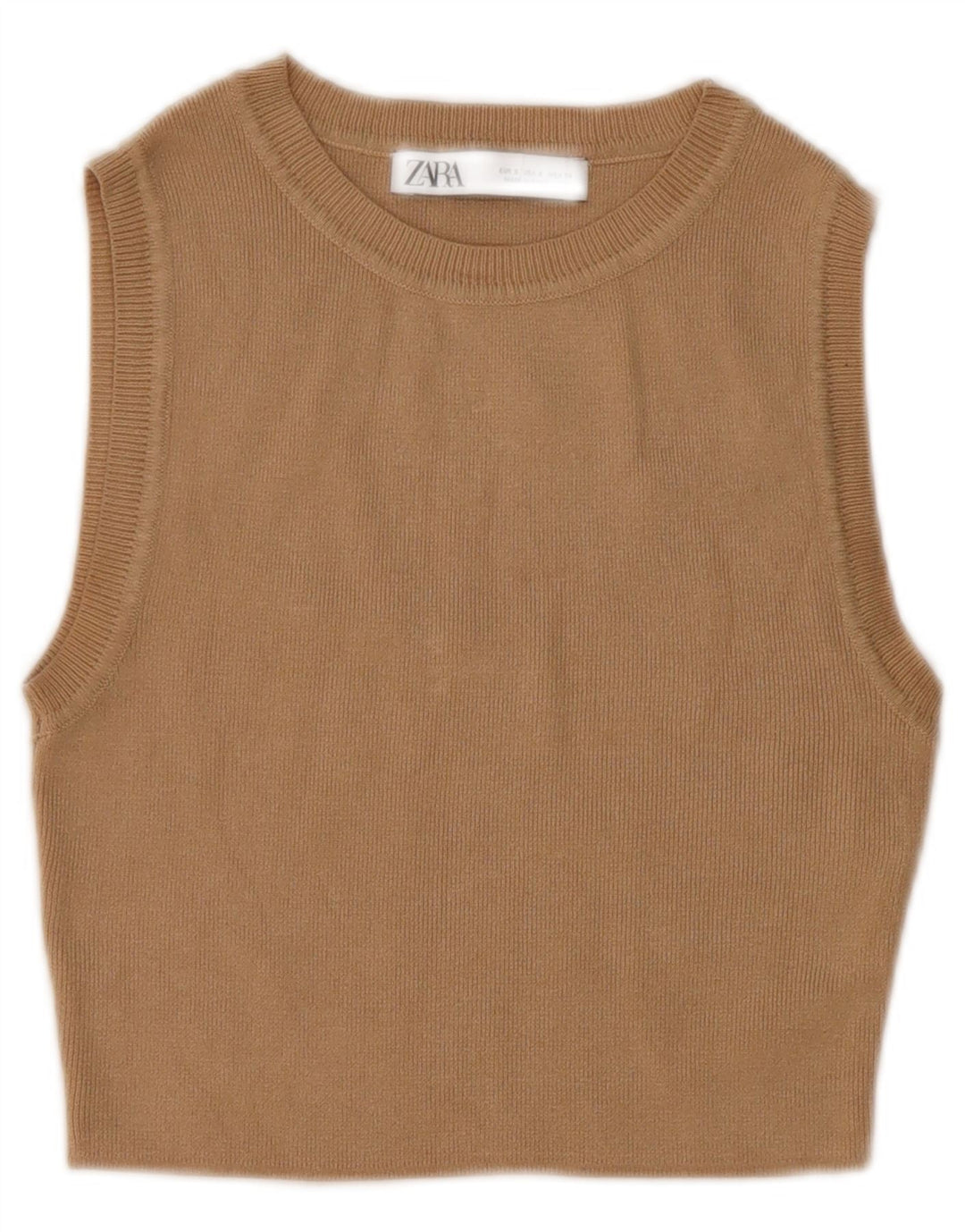 Zara Γυναικείο Crop Vest Top UK 8 Μικρή μπεζ βισκόζη