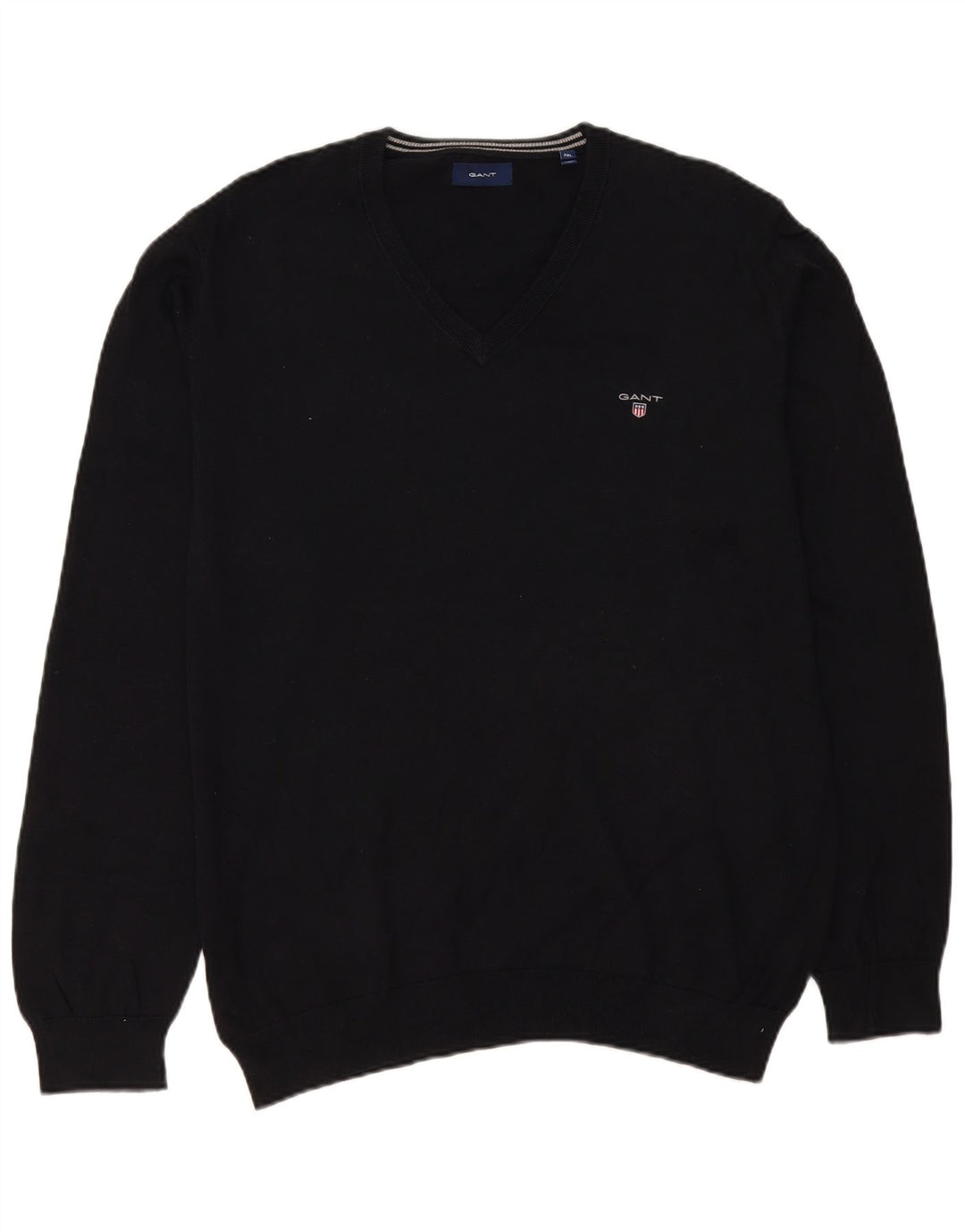Ανδρικό πουλόβερ Gant V-Neck Jumper 2XL Μαύρο βαμβακερό