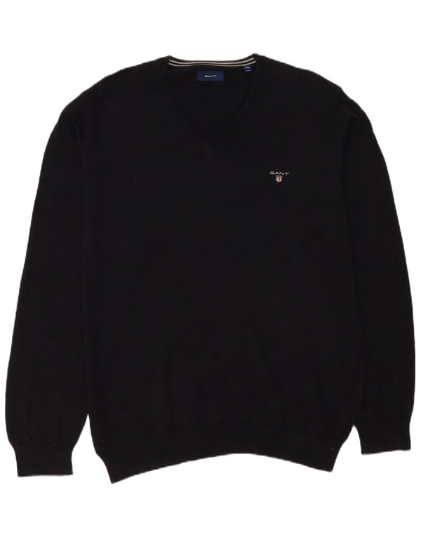 Ανδρικό πουλόβερ Gant V-Neck Jumper 2XL Μαύρο βαμβακερό