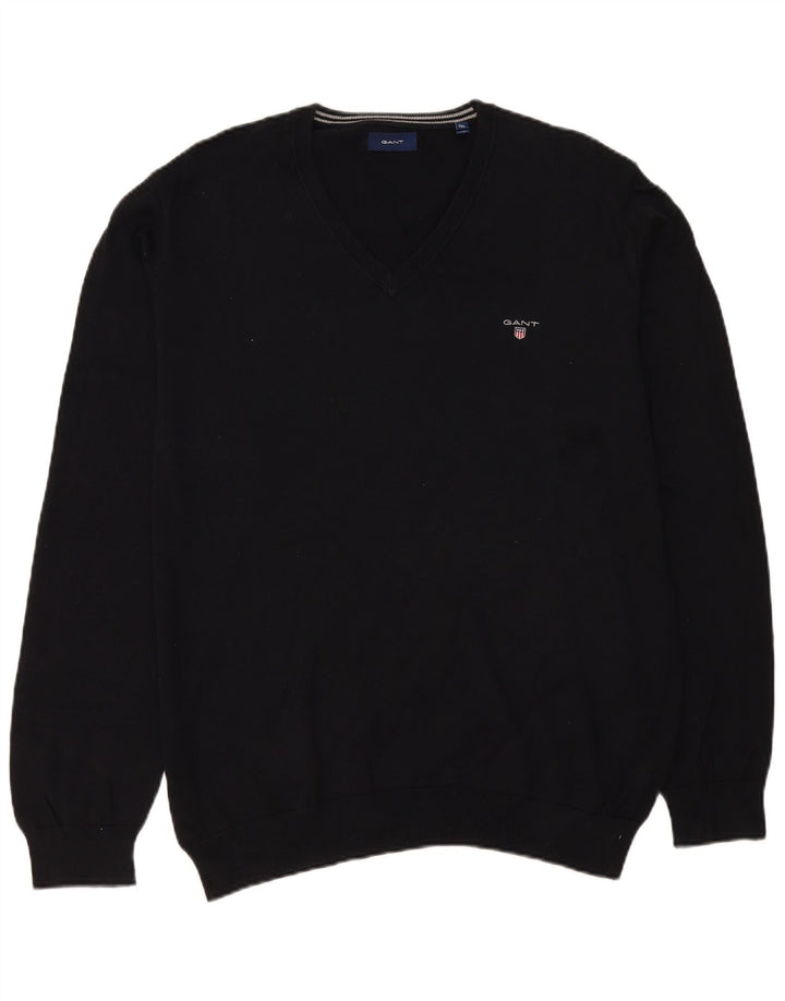 Ανδρικό πουλόβερ Gant V-Neck Jumper 2XL Μαύρο βαμβακερό