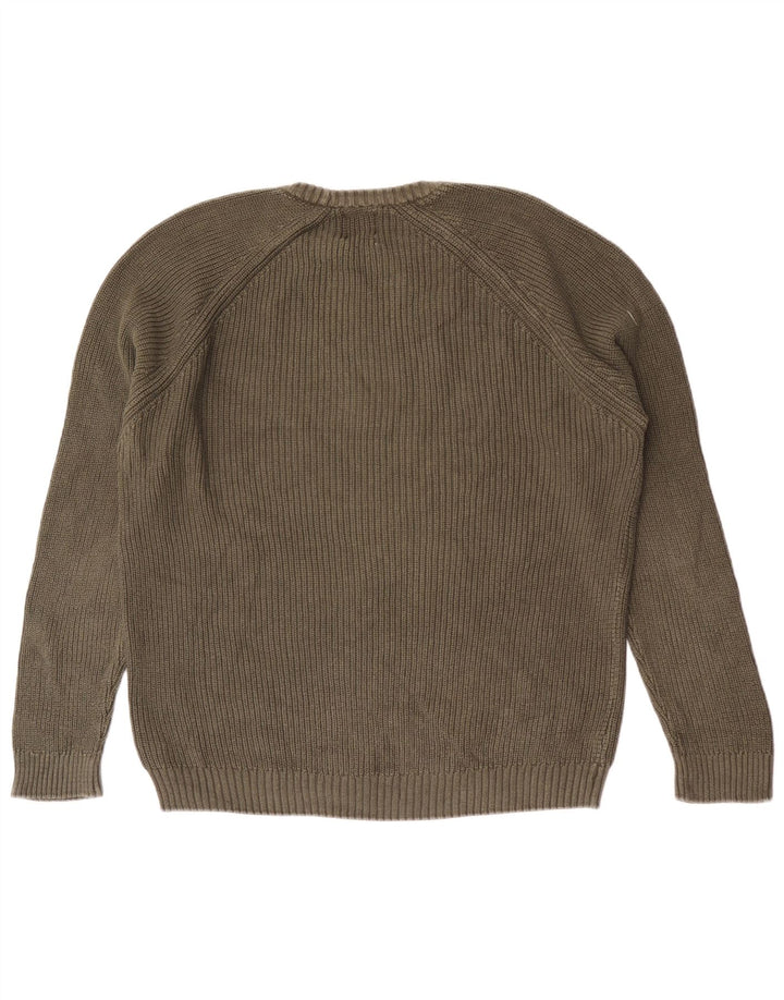 Ανδρικό πουλόβερ Zara Crew Neck Jumper Μεγάλο πράσινο βαμβακερό