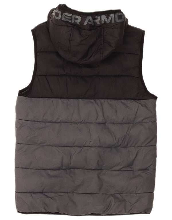 UNDER Armour Boys Hooded Gilet Gilet 11-12 Years Large Black Colourblock