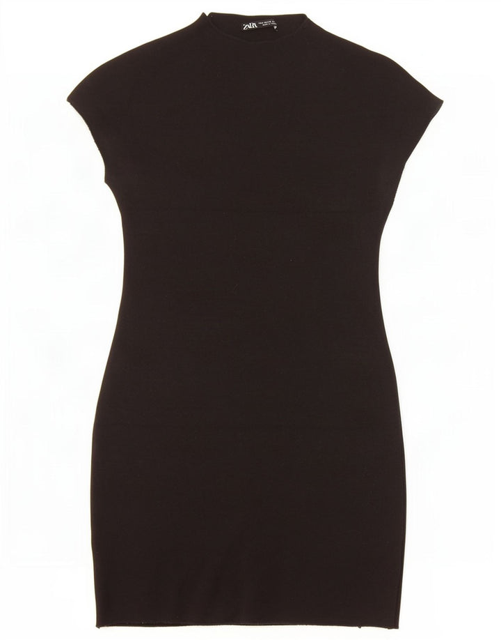 Zara Γυναικείο Φόρεμα Bodycon UK 12 Medium Black Viscose