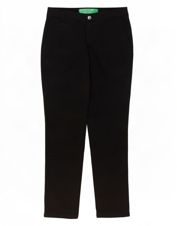 Benetton γυναικείο ίσιο παντελόνι Chino UK 6 XS W28 L28 μαύρο βαμβακερό