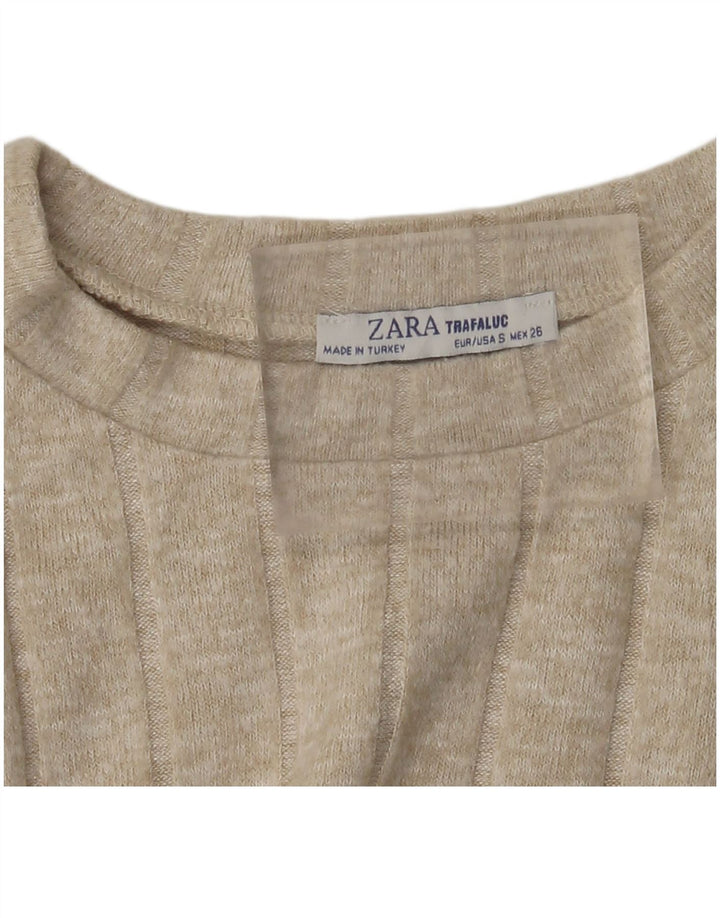 Zara Γυναικείο T-Shirt Top UK 10 Small Beige