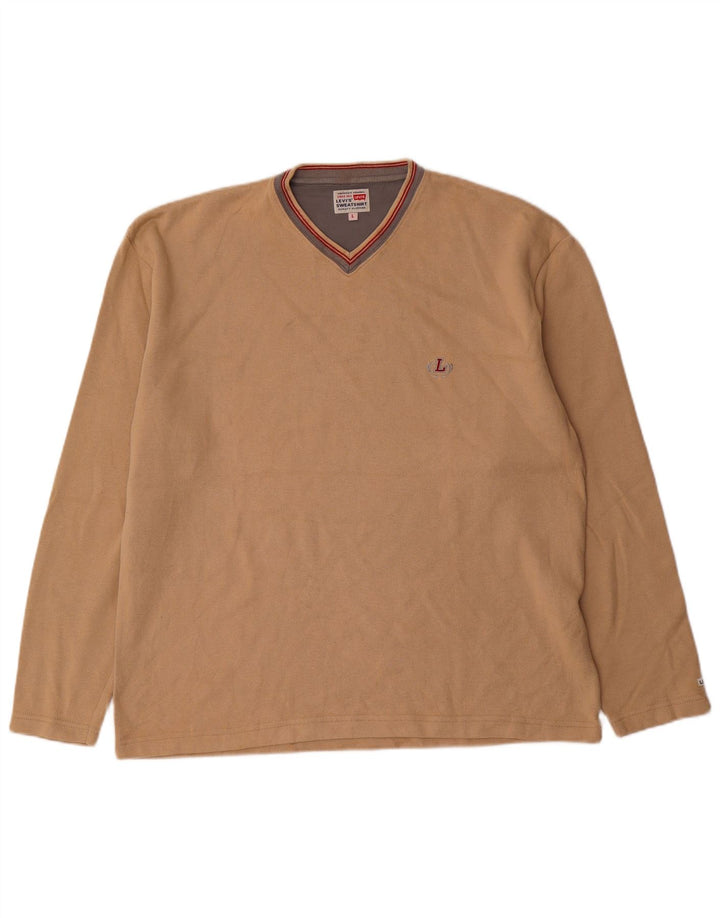 Ανδρικό πουλόβερ Levi's V-Neck Jumper Μεγάλο Μπεζ Βαμβακερό