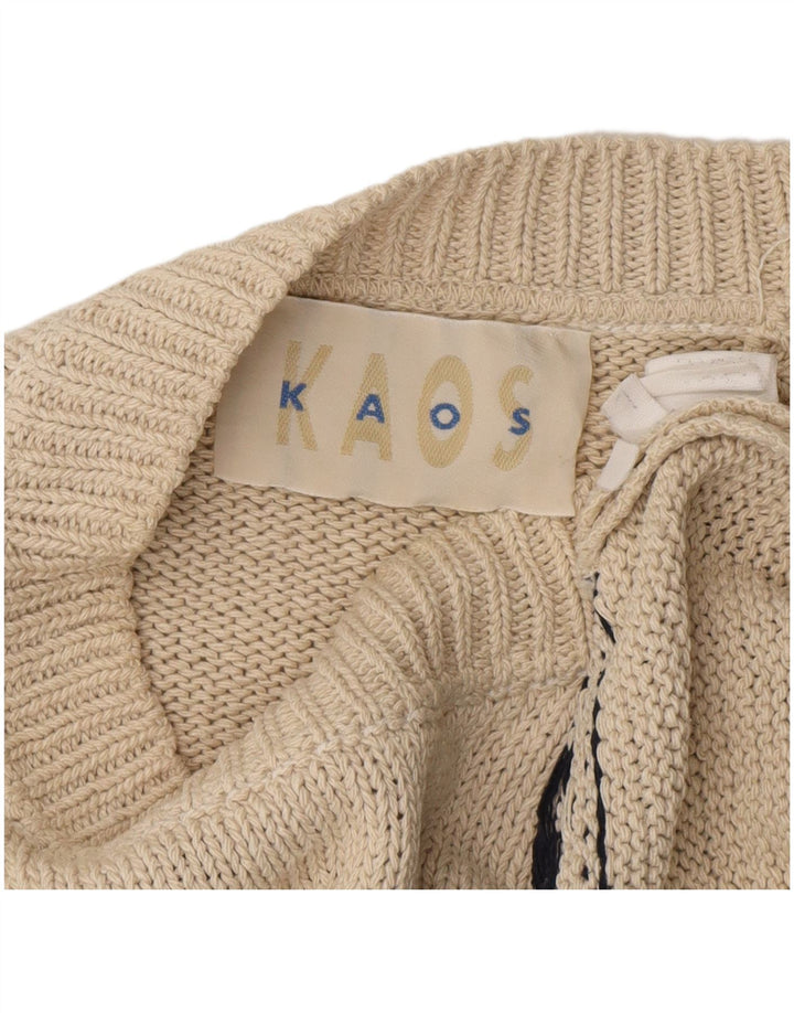Πουλόβερ KAOS Mens Crew Neck Jumper Large White Fair Isle