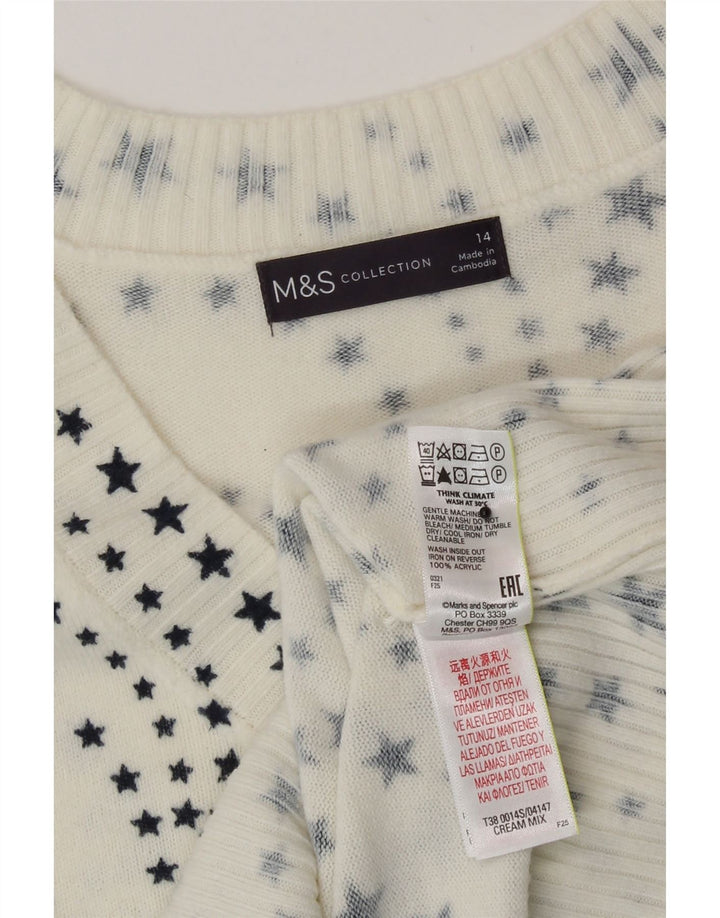 Marks & Spencer Γυναικείο πουλόβερ με λαιμόκοψη UK 14 Large White