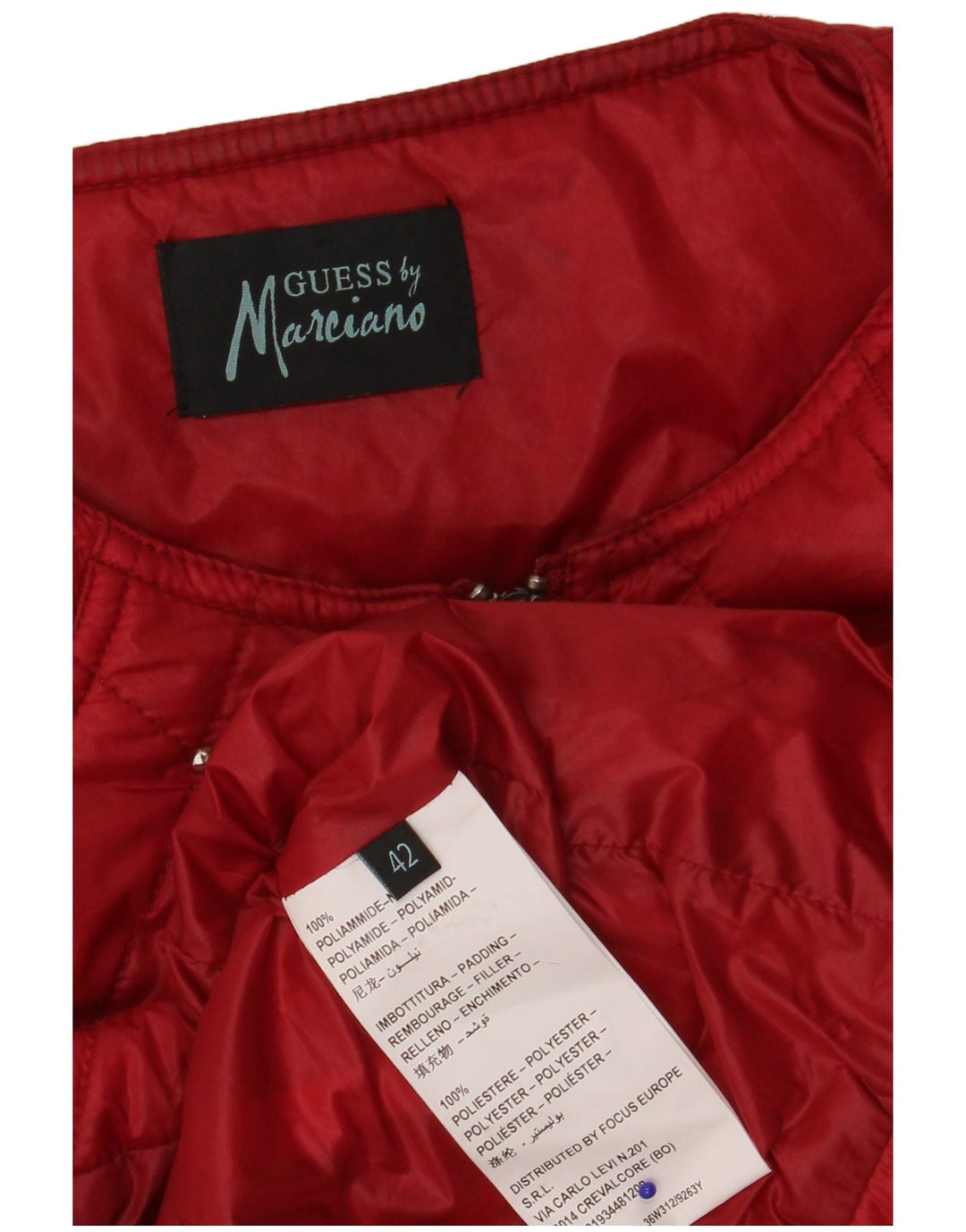 Guess By Marciano Γυναικείο καπιτονέ μπουφάν IT 42 Πολυαμίδιο με μεσαία κόκκινα στίγματα