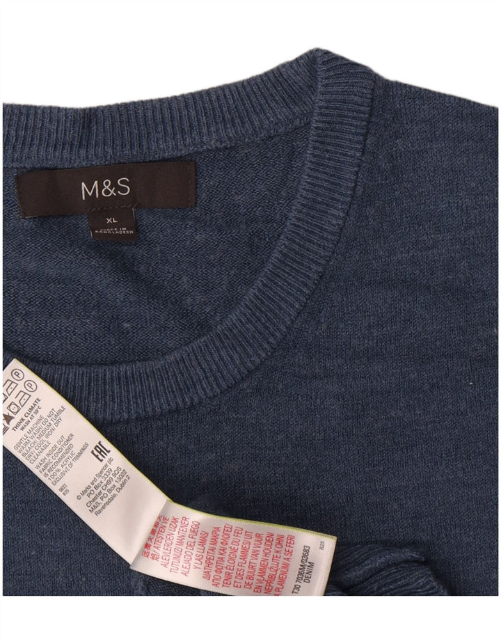 Ανδρικό πουλόβερ Marks & Spencer Crew Neck Jumper XL Navy Blue Acrylic