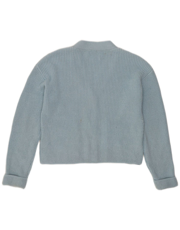 Zara Girls Crop Cardigan Sweater 13-14 Years Blue Polyester
