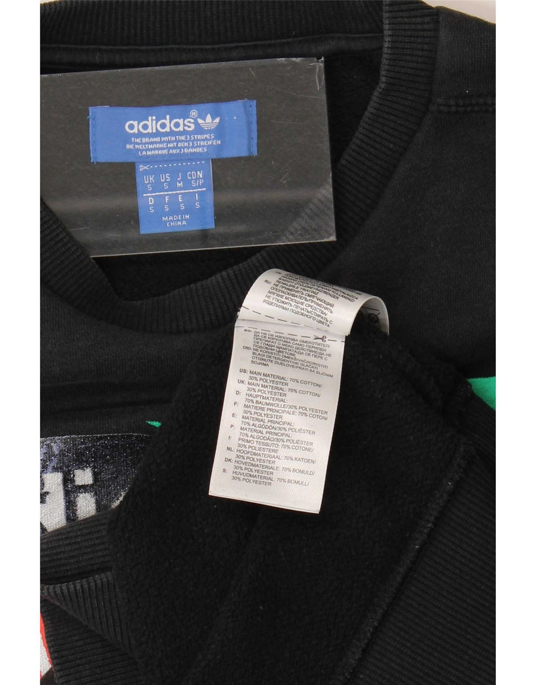 Ανδρικό γραφικό φούτερ Adidas Jumper Μικρό μαύρο βαμβακερό