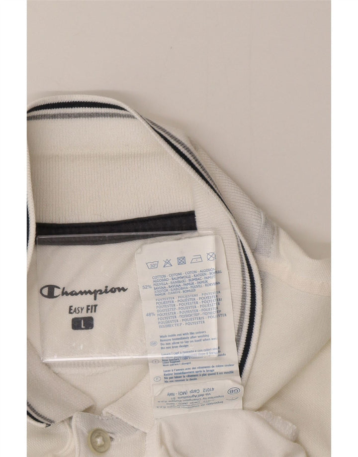 CHAMPION Ανδρικό πουκάμισο Polo Easy Fit μεγάλο λευκό βαμβακερό