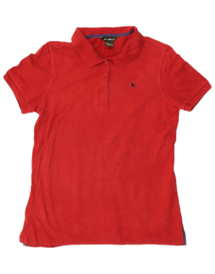 EDDIE BAUER Γυναικείο πουκάμισο πόλο UK 10 Small κόκκινο βαμβακερό