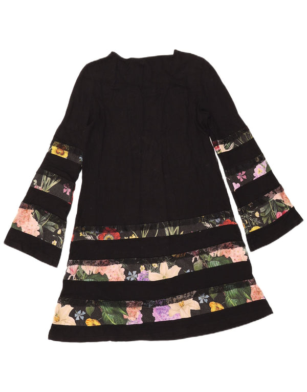 Desigual Γυναικείο μακρυμάνικο φόρεμα A-Line UK 10 Small Black Floral