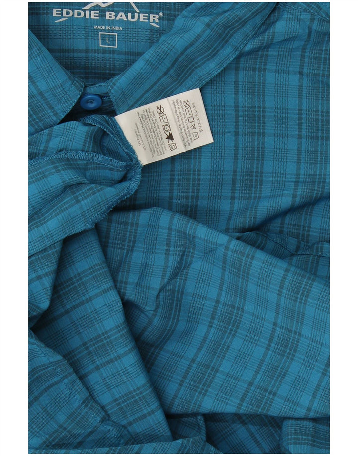 Eddie Bauer Ανδρικό κοντομάνικο πουκάμισο Μεγάλο μπλε καρό πολυεστέρα