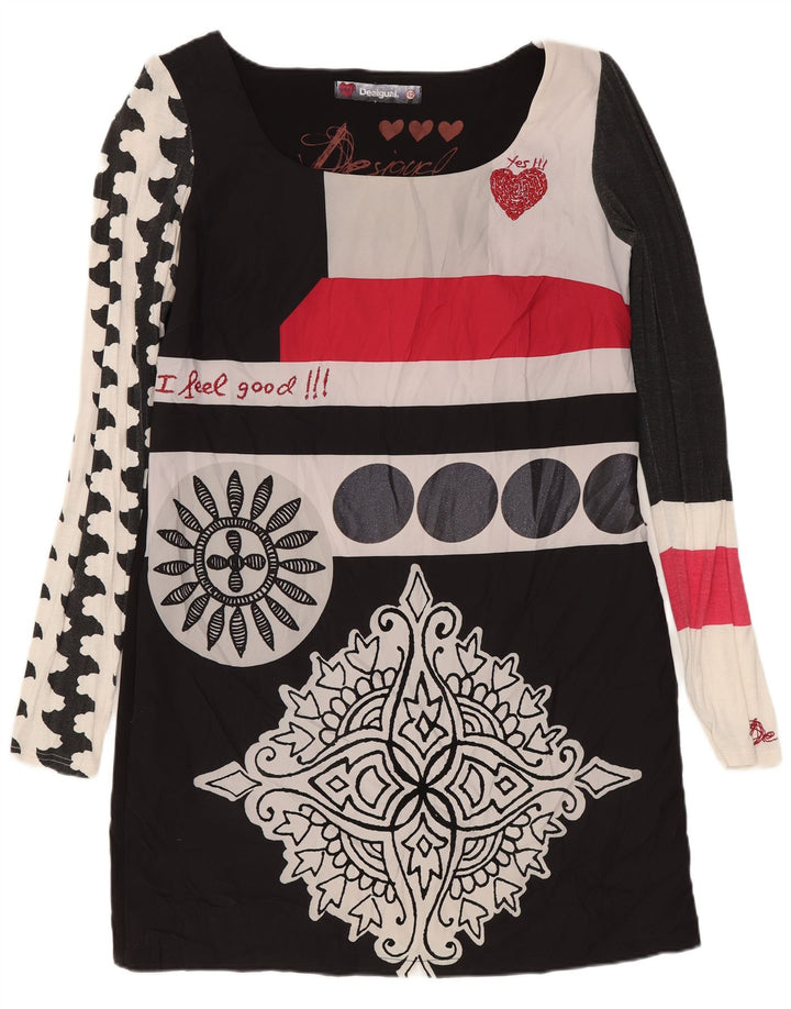 Γυναικείο μακρυμάνικο γραφικό φόρεμα DESIGUAL EU 42 μαύρο φλοράλ