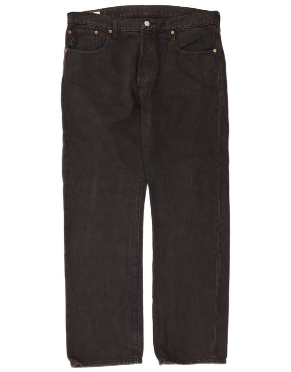 Levi's Mens 501 Straight Jeans W38 L32 Μαύρο βαμβακερό