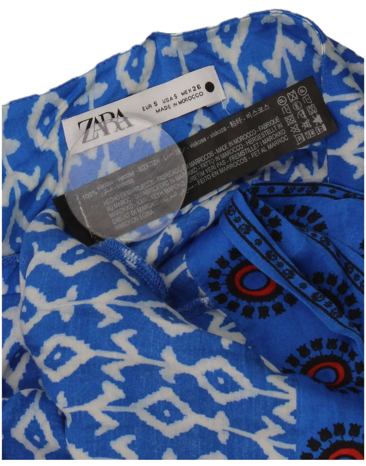Zara Γυναικεία Φούστα Wrap Μικρή W26 Μπλε γεωμετρική βισκόζη
