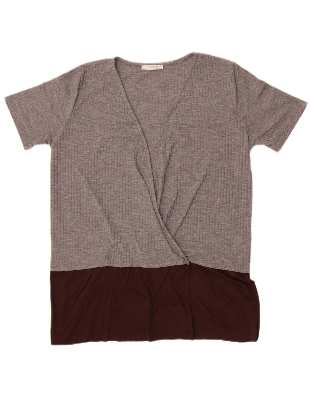 Zara Γυναικεία Μπλούζα Τοπ UK 16 Large Grey Colourblock