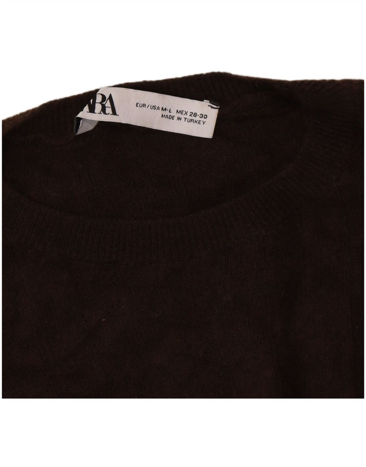 Ανδρικό πουλόβερ Zara Loose Fit Crew Jumper με λαιμόκοψη σε μεσαίο καφέ