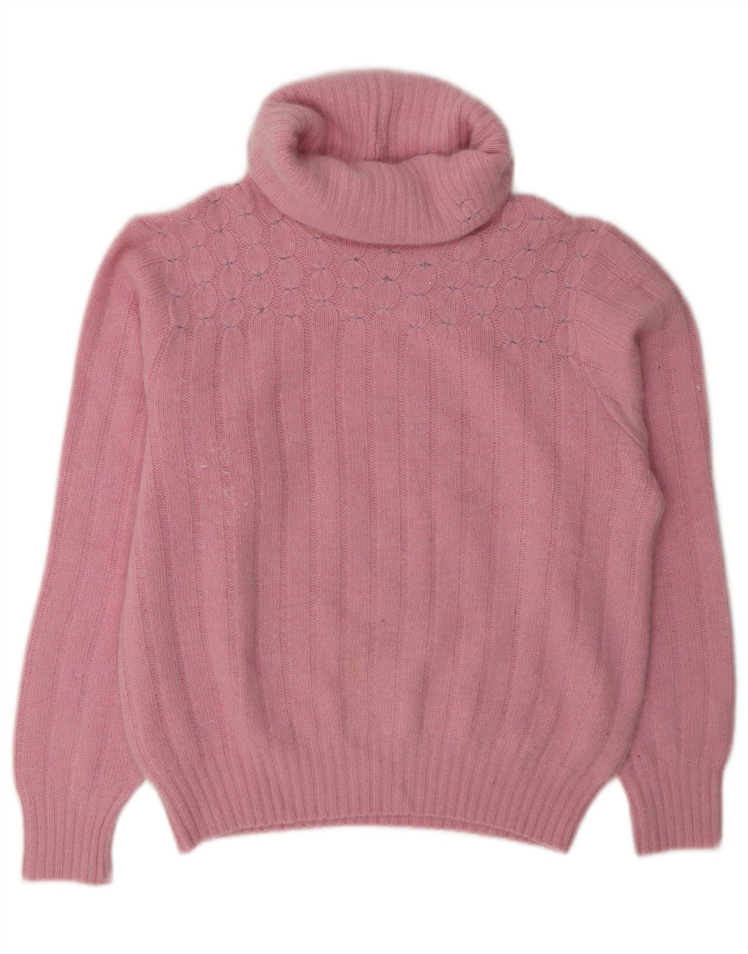 Vintage γυναικείο πουλόβερ με ρολό λαιμόκοψη UK 14 Medium Pink