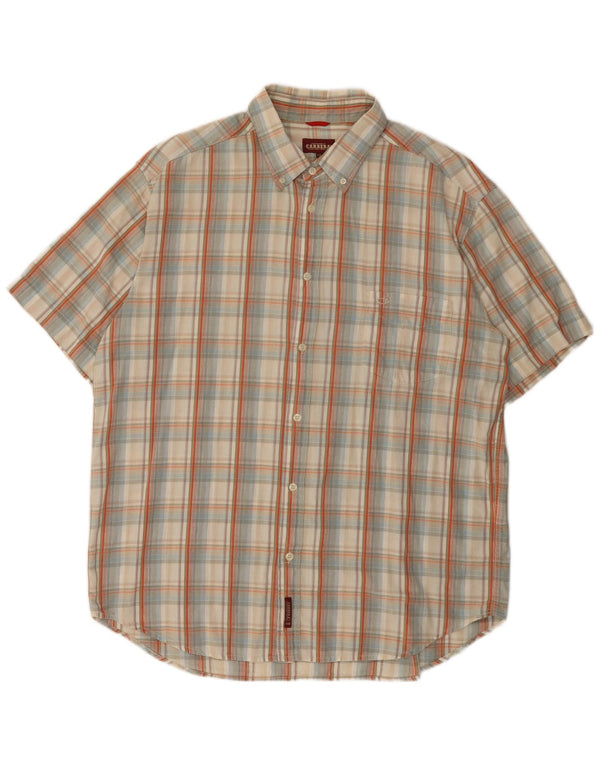 Carrera Mens Short Sleeve Shirt 2XL Beige Check Cotton