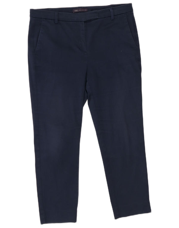 Marks & Spencer Γυναικείο Cropped Παντελόνι UK 14 Large W32 L25 Navy Blue