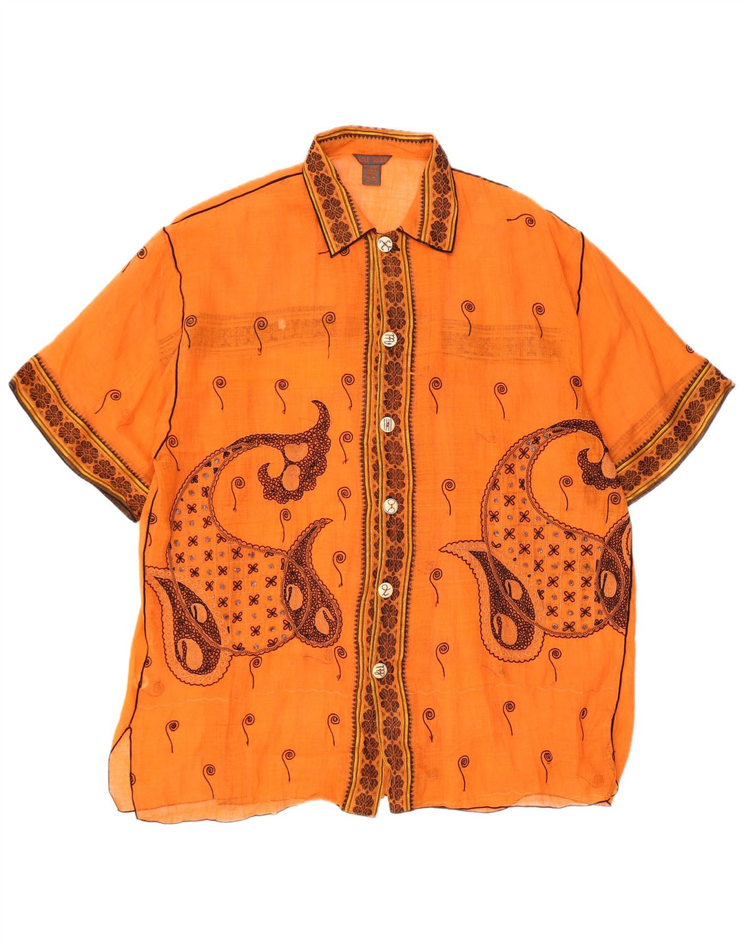 PAUL ROPP Γυναικεία See Through Oversized πουκάμισο UK 14 Medium Orange Paisley