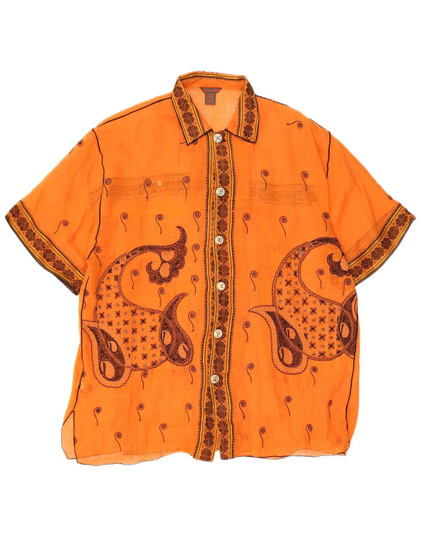 PAUL ROPP Γυναικεία See Through Oversized πουκάμισο UK 14 Medium Orange Paisley