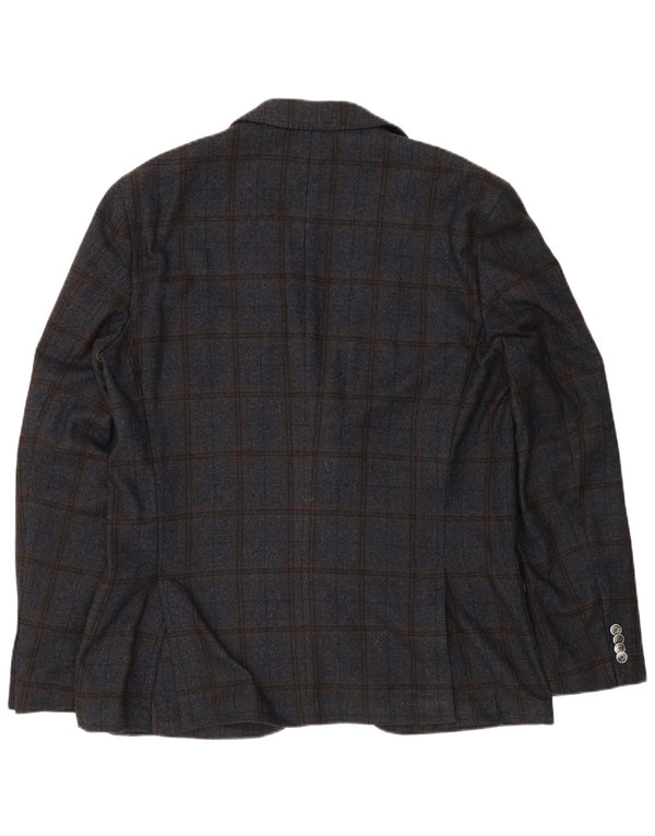 Hugo Boss Ανδρικό Σακάκι 2 Κουμπιών EU 56 3XL Navy Blue Καρό Μαλλί