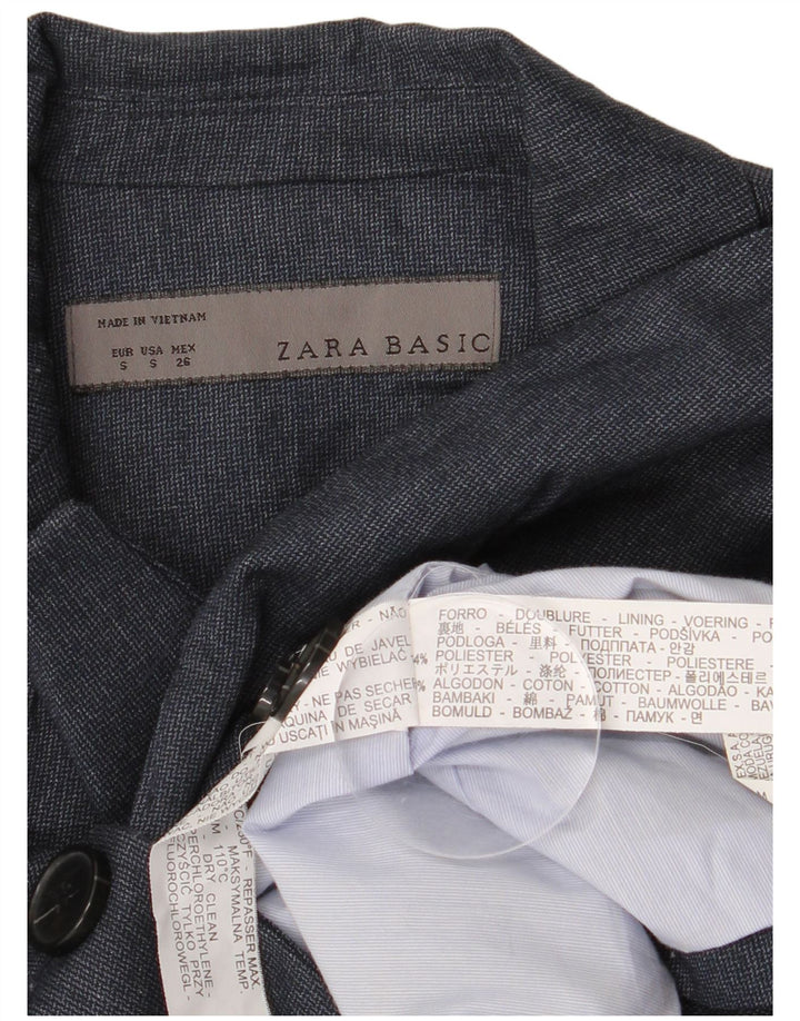 Zara Γυναικείο Μπουφάν 1 Κουμπί Blazer UK 10 Small Navy Blue Polyester
