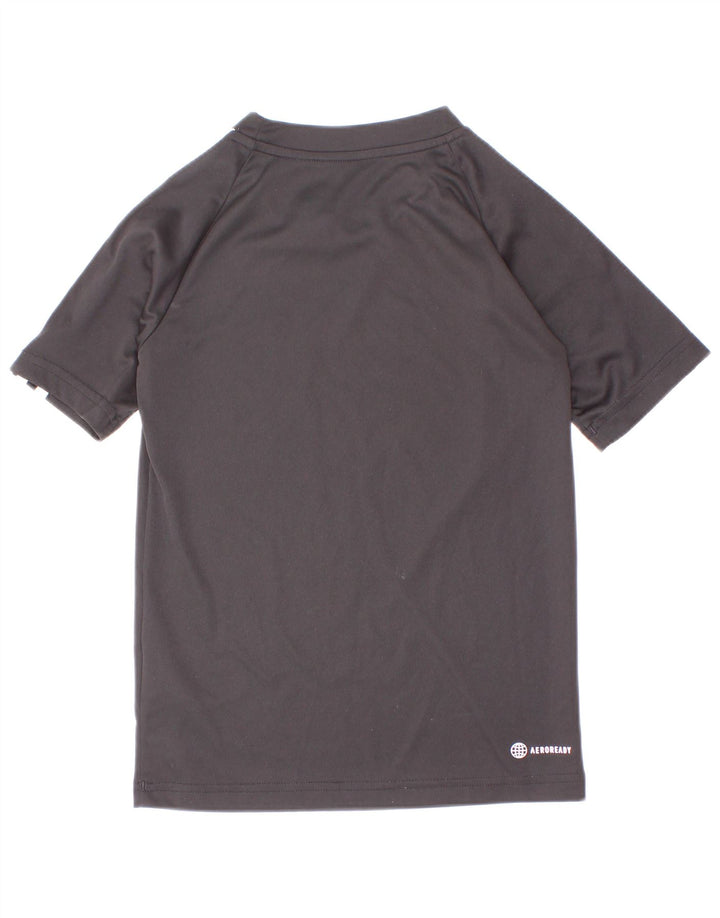 Adidas Boys Aeroready T-Shirt Top 7-8 Years Black Polyester