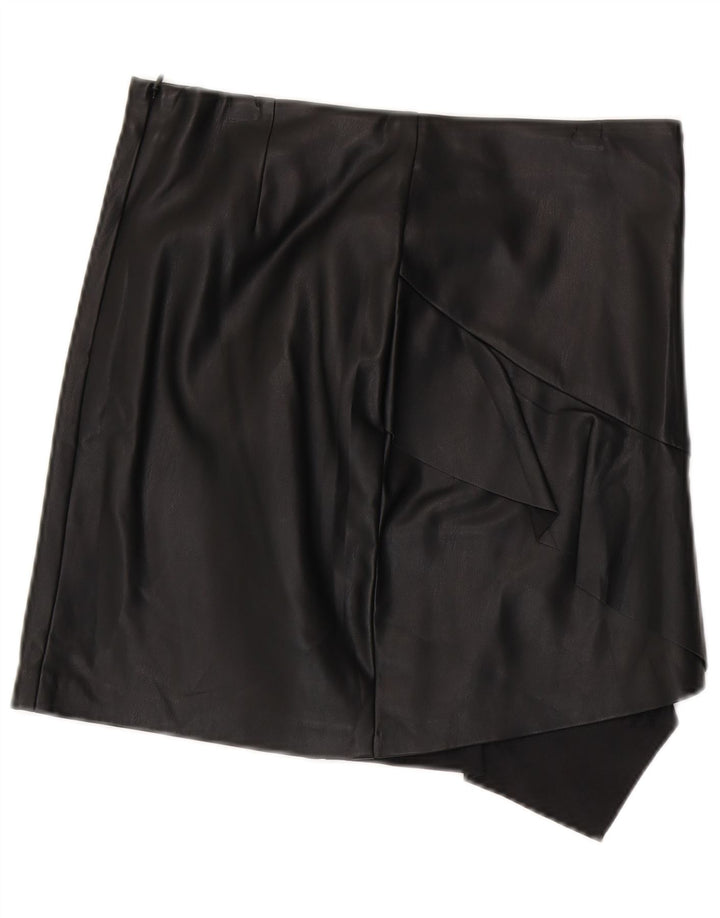 Γυναικεία ασύμμετρη δερμάτινη φούστα Sisley UK 12 Medium W30 Μαύρο Πολυεστέρας