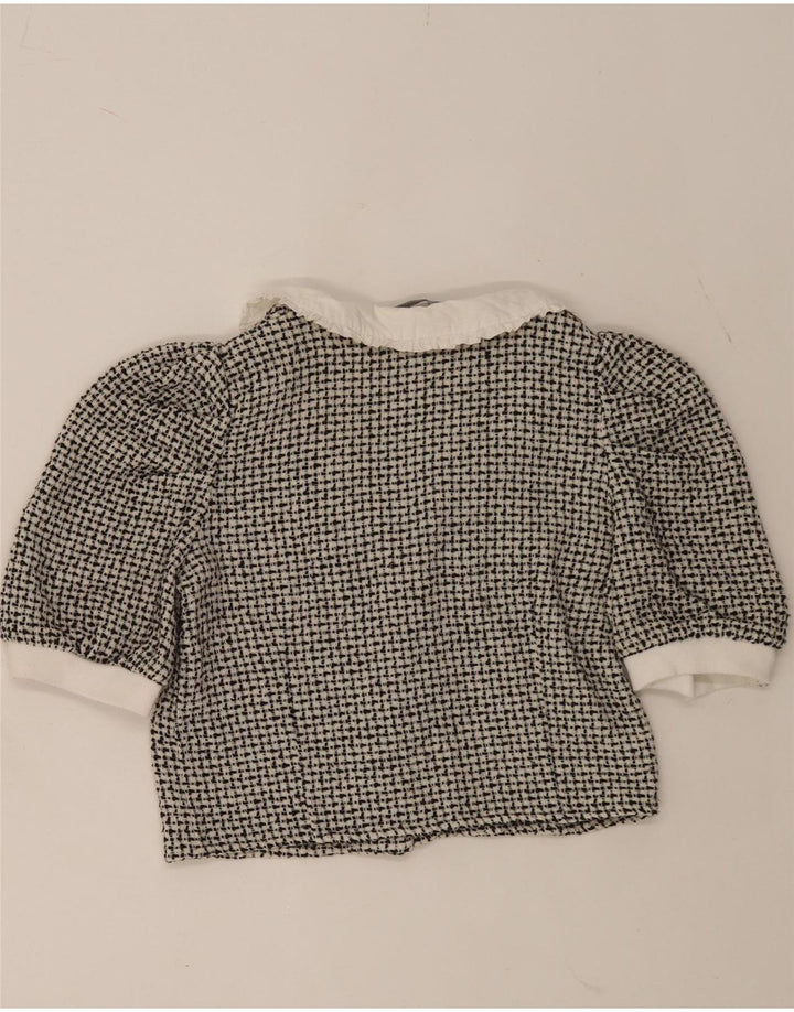 Zara Γυναικείο πουκάμισο Crop Μπλούζα UK 12 Medium Black Flecked