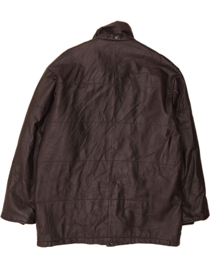 PLANET Mens Leather Jacket IT 52 XL Purple Leather Vintage Planet and Second-Hand Planet from Messina Hembry 