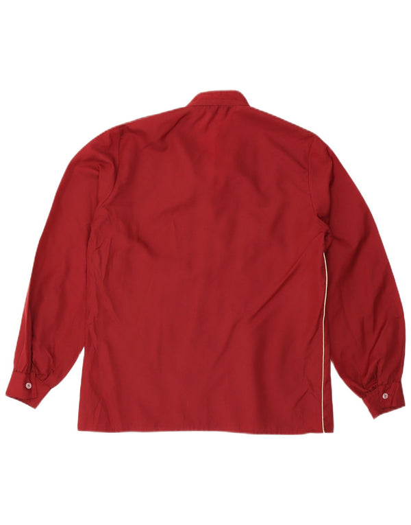 Vintage γυναικεία μακρυμάνικη μπλούζα τοπ UK 16 Large μπορντό πολυεστέρας