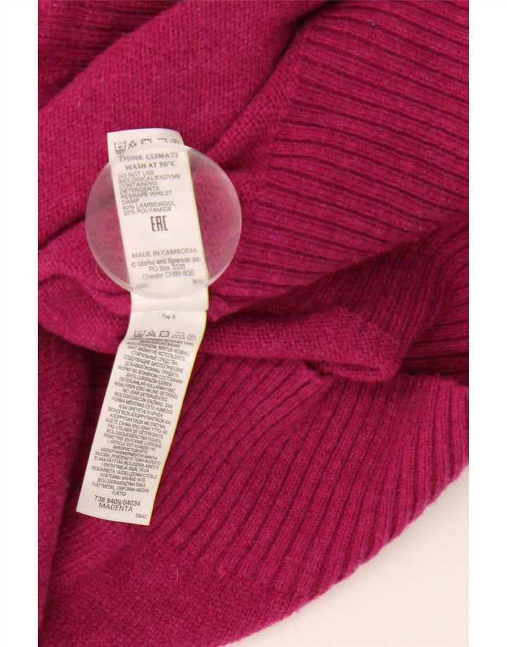 Marks & Spencer Γυναικείο πουλόβερ με ρολό λαιμόκοψη UK 16 Large Pink Lambswool