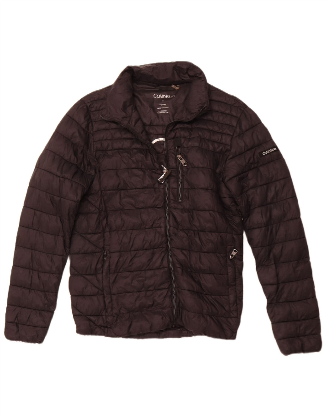 CALVIN KLEIN Ανδρικό γραφικό μπουφάν με επένδυση UK 36 μικρό μαύρο νάιλον